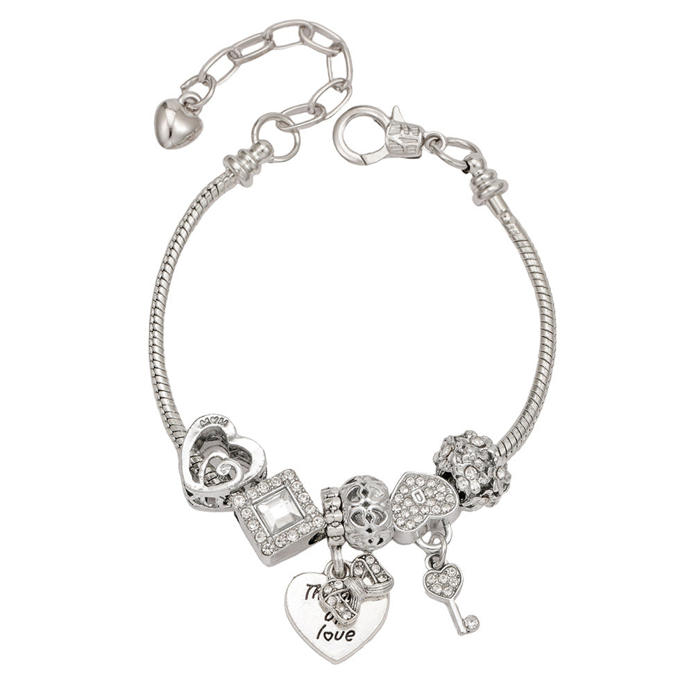 European And American Fashion Accessible Luxury Bracelets, Niche High-End Heart Diamond Key Accessories, Simple Women's Bracelet Jewelry