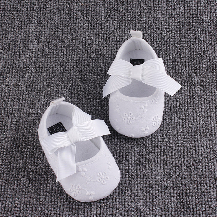 Baby Cotton Shoes Elastic Band Bow Baby Walking Shoes