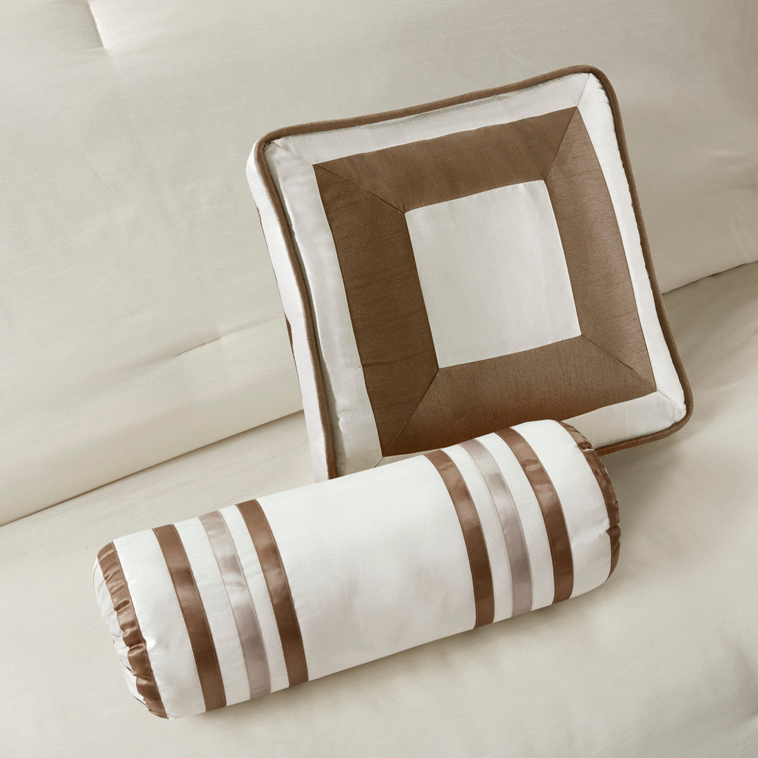 7 Piece Comforter Set Taupe Brown King