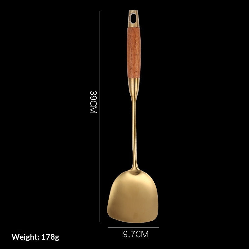 Stainless Steel Spatula And Rosewood Kitchenware Set