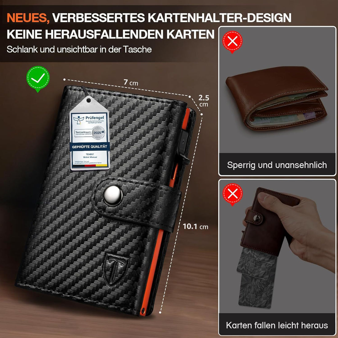 Anti-theft Aluminum Card Holder Pop-Up Tri-Fold Card Case Minimalist Mens Wallet