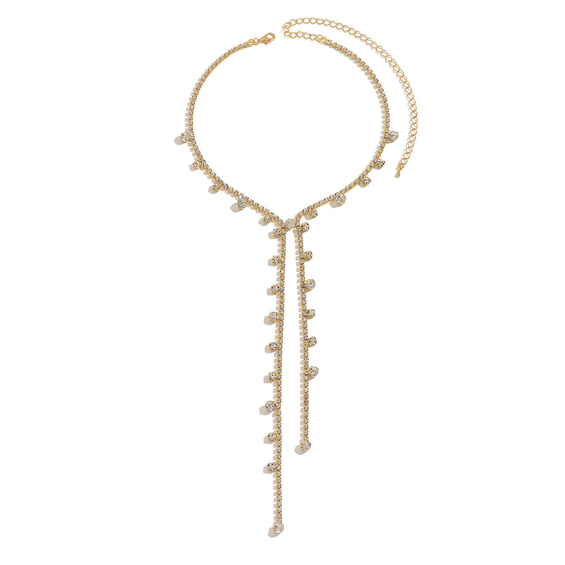 Eco-Friendly Rhinestone Tassel Clavicle Chain, Fashionable Light Luxury Versatile Full Diamond Geometric Necklace, Party Accessories Wholesale