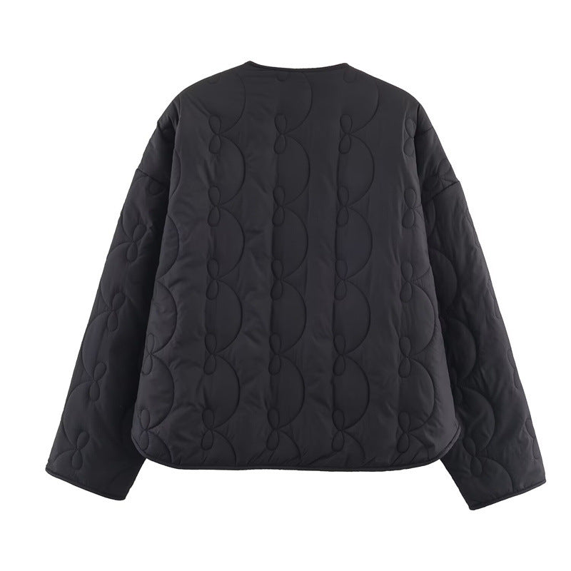Temperament Women's Bow Quilted Coat