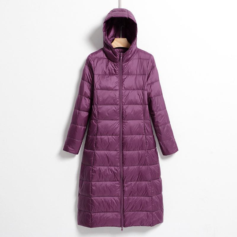Lightweight Hooded Long Below-the-knee Slim-fit Coat