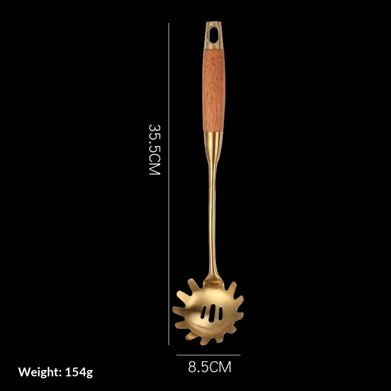 Stainless Steel Spatula And Rosewood Kitchenware Set