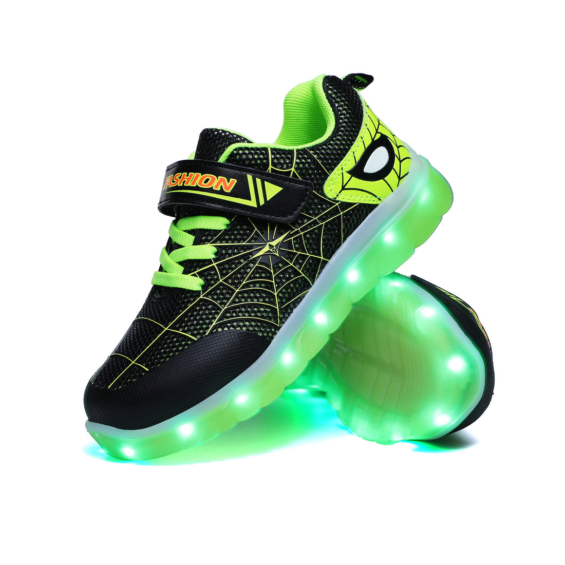 حذاء أطفال مضيء بـ LED قابل للشحن عبر USB بمقاسات 26-37 وشريط لاصق