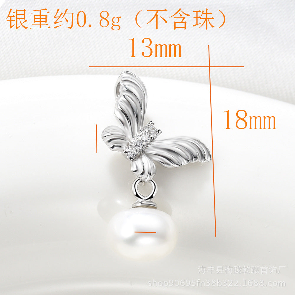 New S925 Sterling Silver Butterfly Pearl Clavicle Pendant, Light Luxury Niche High-End Style Necklace Accessories Wholesale