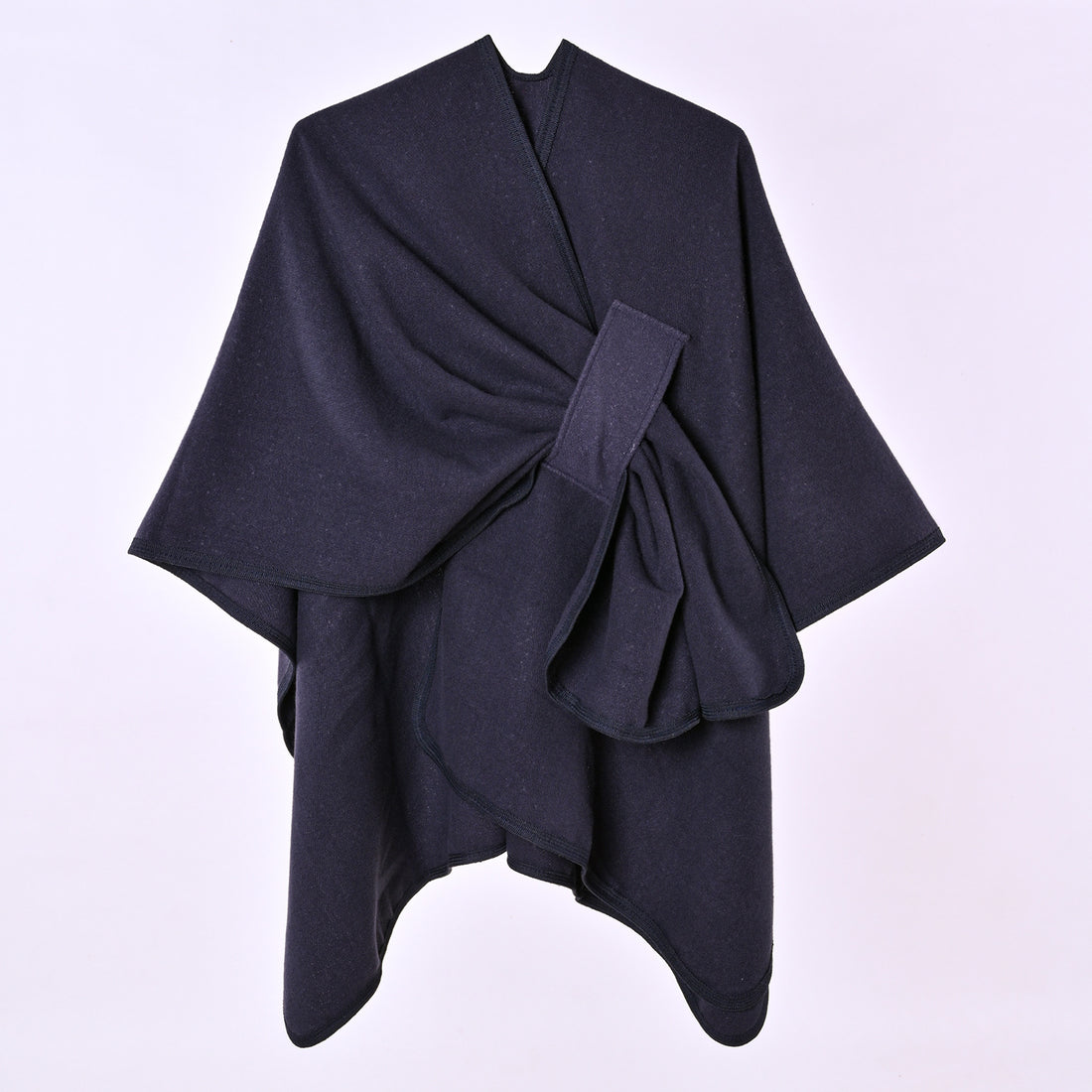Women's Autumn Winter Warm Poncho, Minimalist Double-Sided Solid Color Split Faux Cashmere Outerwear Tie Shawl