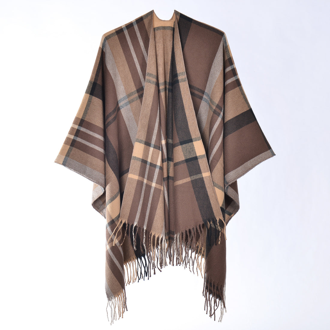 Women's Tassel Shawl, Autumn Winter Classic All-Match Split Large Shawl Poncho