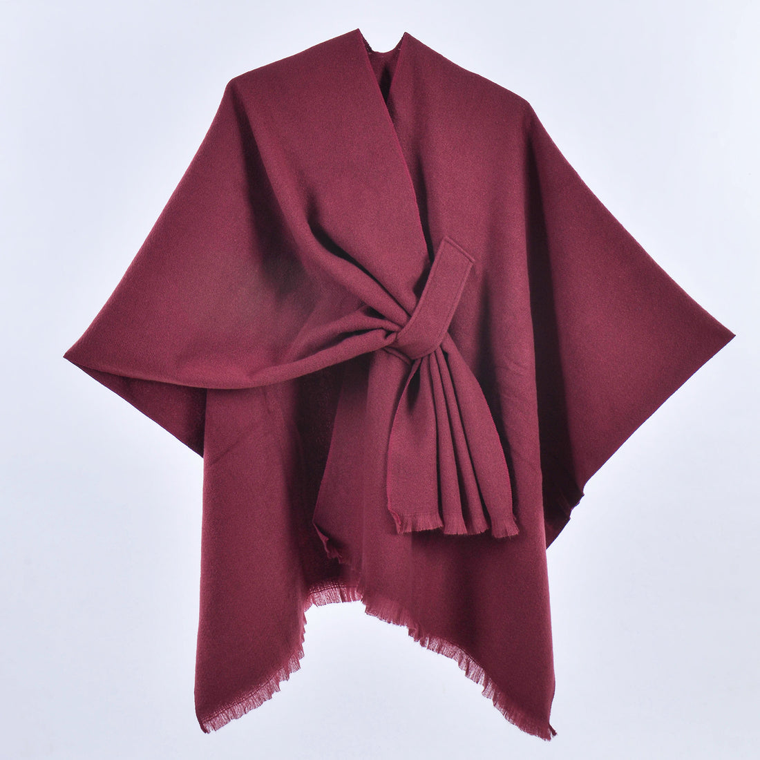 Women's Solid Tie Strap Shawl, Minimalist Fashion Loose Poncho Cape Outerwear For Autumn Winter