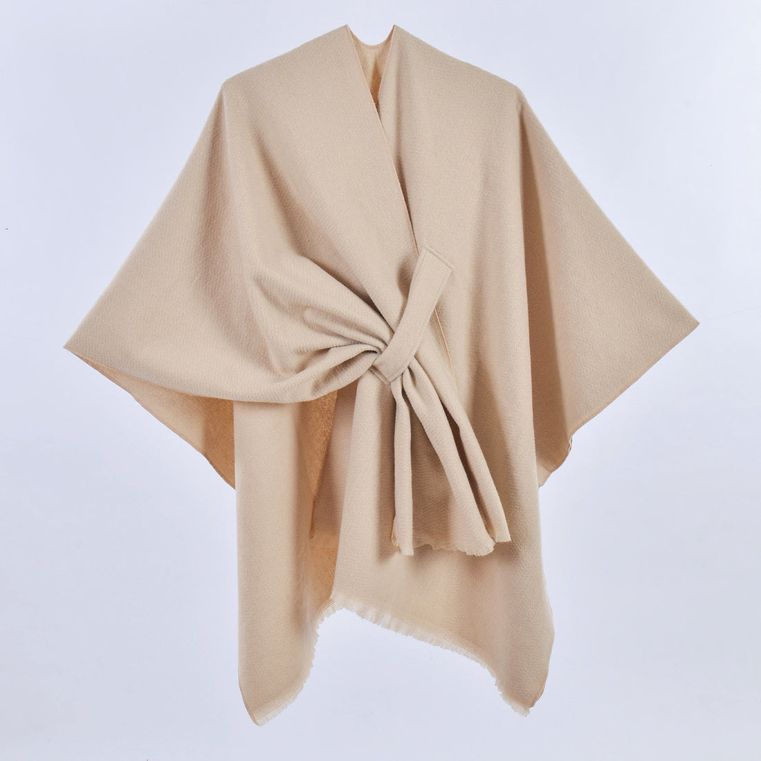 Women's Solid Tie Strap Shawl, Minimalist Fashion Loose Poncho Cape Outerwear For Autumn Winter