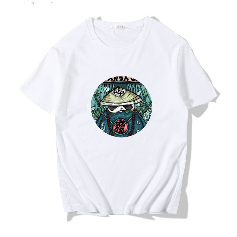Short Sleeve T-shirt Men"s Fashion Brand Pure Cotton Harbor Style Versatile Summer New Loose Print Crew Neck Japanese