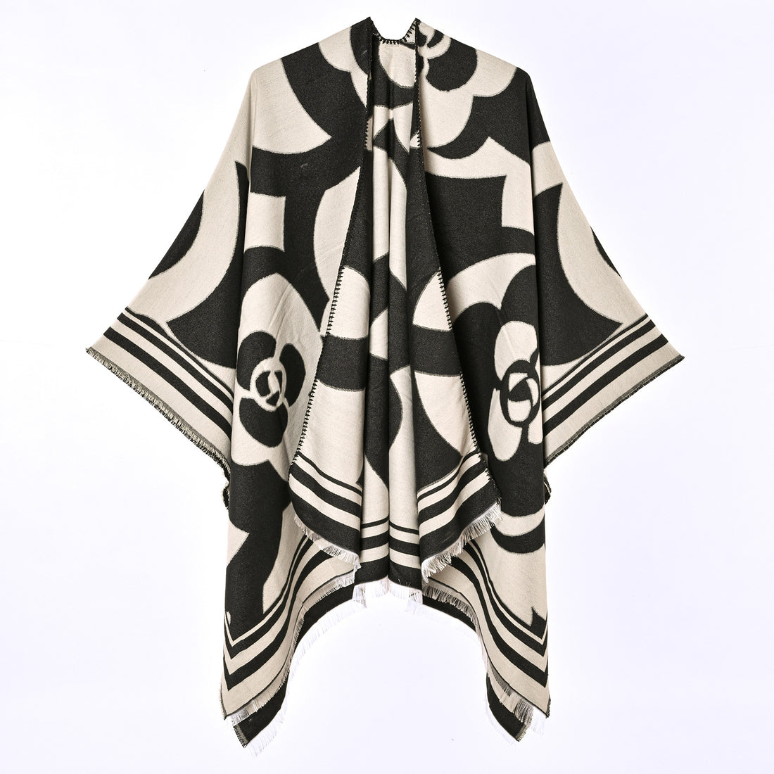 Women's Faux Cashmere New Outerwear Large Shawl, Women's Winter Warm Scarf Spring Autumn Four-Season AC Room Decorative Split Poncho