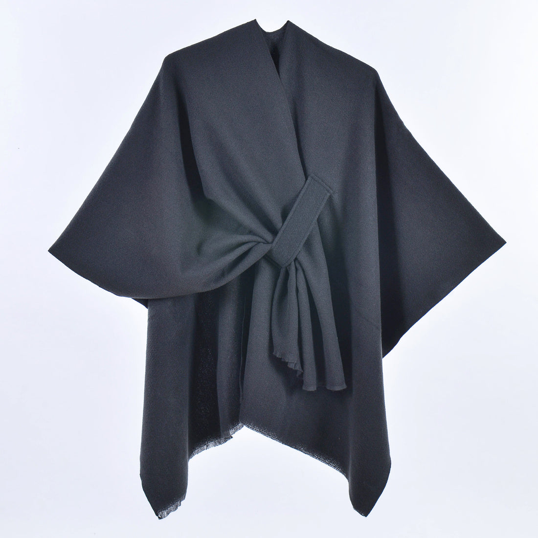 Women's Solid Tie Strap Shawl, Minimalist Fashion Loose Poncho Cape Outerwear For Autumn Winter