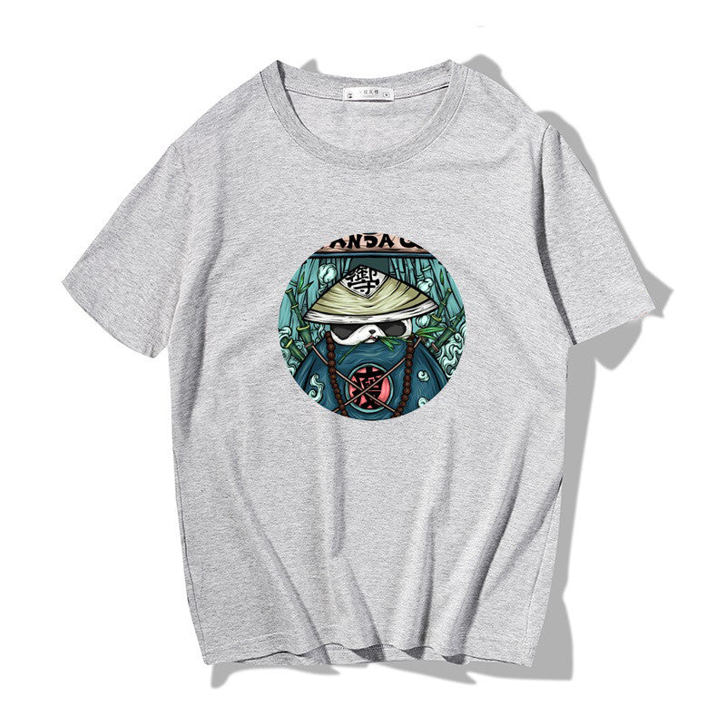 Short Sleeve T-shirt Men"s Fashion Brand Pure Cotton Harbor Style Versatile Summer New Loose Print Crew Neck Japanese