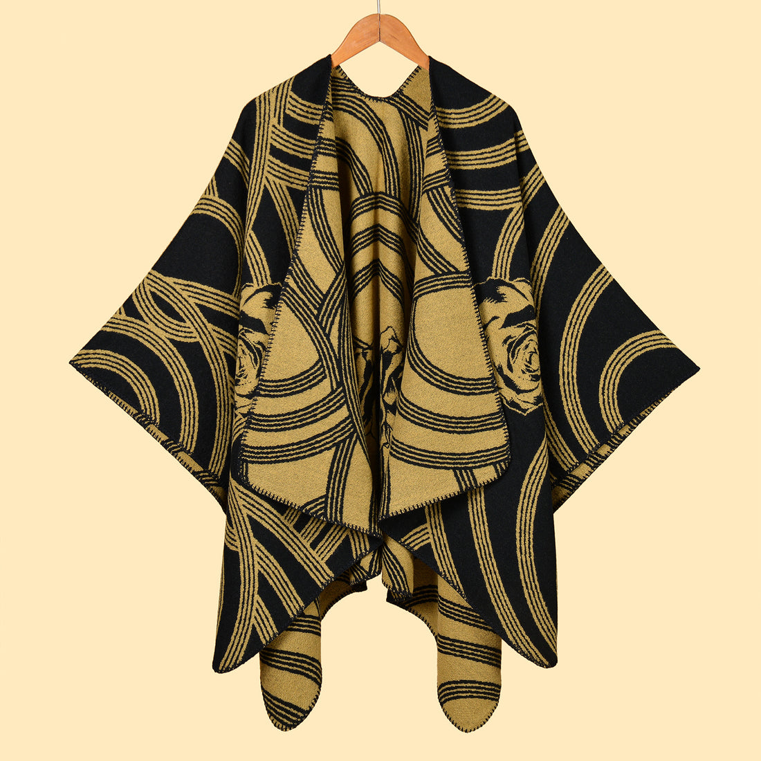 Women's Double-Sided Large Scarf, Travel Split Shawl Poncho Autumn Winter Warm Thick Faux Cashmere Fashion Cape