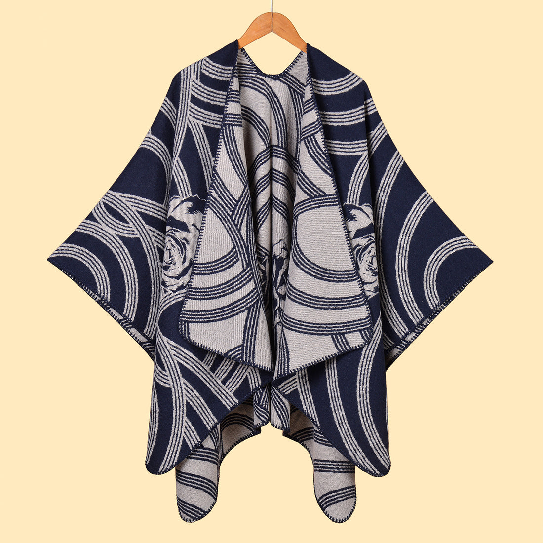 Women's Double-Sided Large Scarf, Travel Split Shawl Poncho Autumn Winter Warm Thick Faux Cashmere Fashion Cape