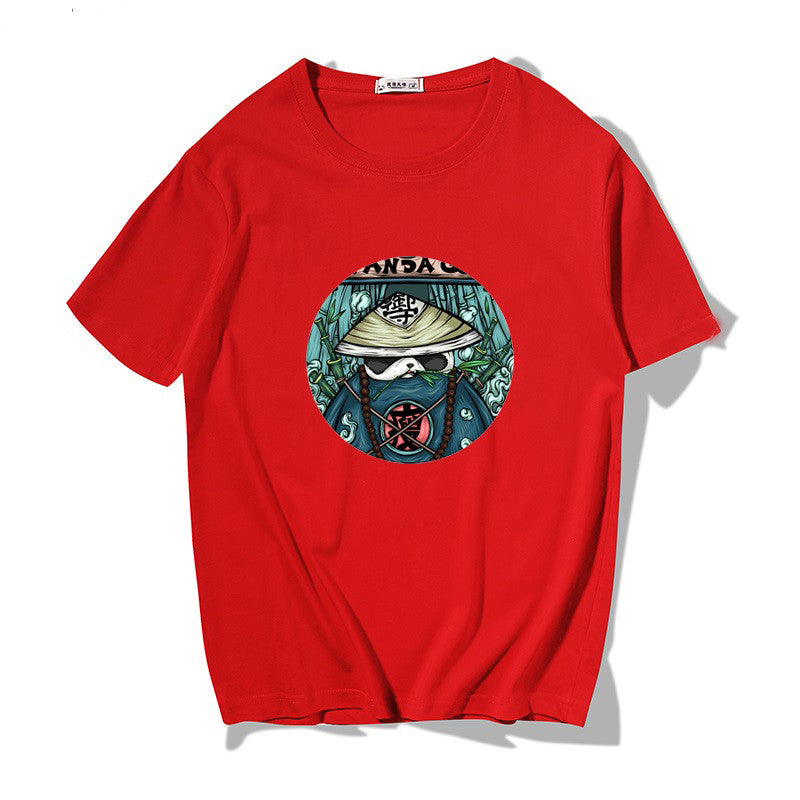 Short Sleeve T-shirt Men"s Fashion Brand Pure Cotton Harbor Style Versatile Summer New Loose Print Crew Neck Japanese