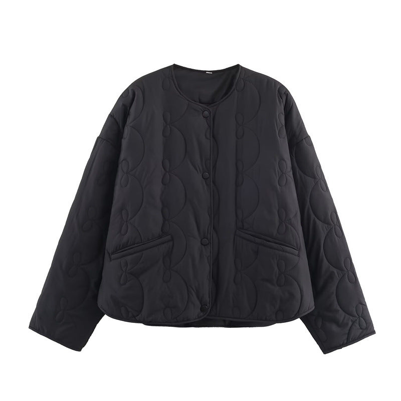 Temperament Women's Bow Quilted Coat