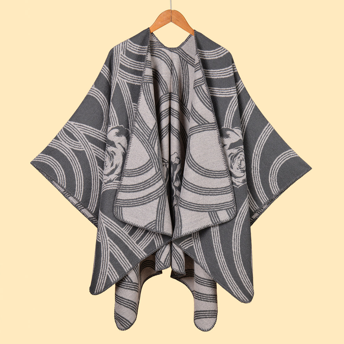 Women's Double-Sided Large Scarf, Travel Split Shawl Poncho Autumn Winter Warm Thick Faux Cashmere Fashion Cape