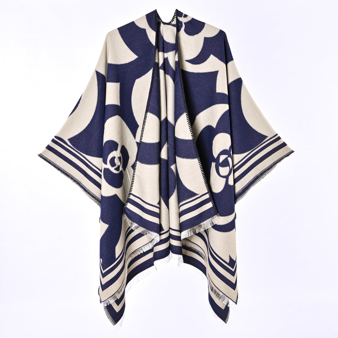 Women's Faux Cashmere New Outerwear Large Shawl, Women's Winter Warm Scarf Spring Autumn Four-Season AC Room Decorative Split Poncho